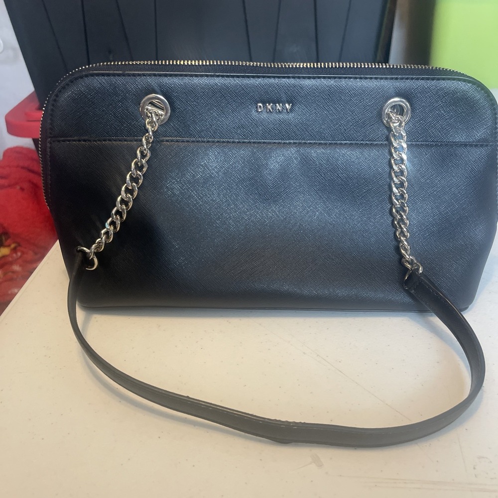 Dkny Bryant Black Leather Medium Satchel